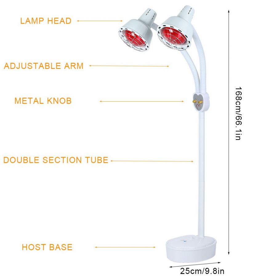 Double Head Adjustable Infrared Light Heating Therapy Floor Stand Beauty Treatment Lamp